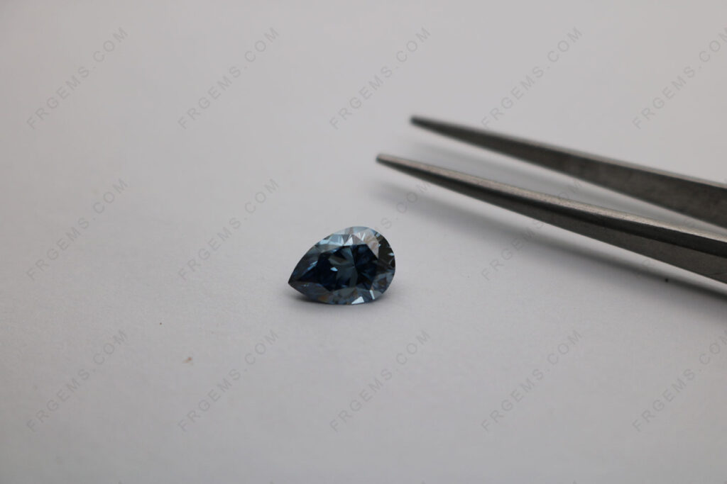 Loose Moissanite Diamond Fancy Blue Color Pear Shaped faceted Cut 10x7mm Gemstones Supplier