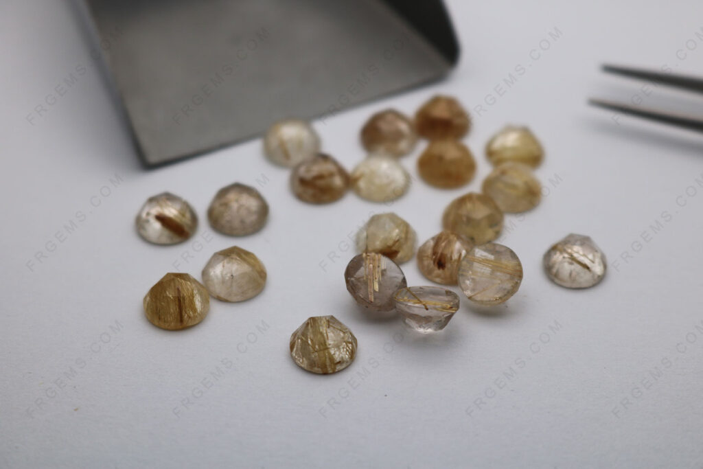 Loose Natural Genuine Rutilated Quartz Round shaped 8mm Rose Faceted Cut gemstones Wholesale