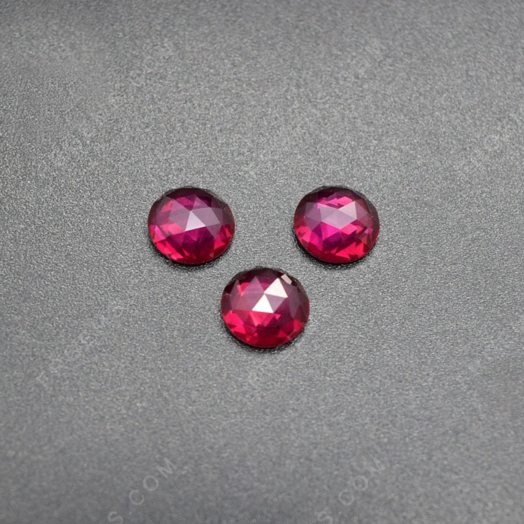 Round Shape Rose cut Ruby Red Color #5 Synthetic Corundum loose Gemstones wholesale