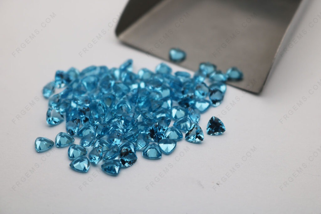 Nano Crystal Topaz Royal Blue Color 148# Trillion faceted cut 5x5mm gemstones bulk wholesale
