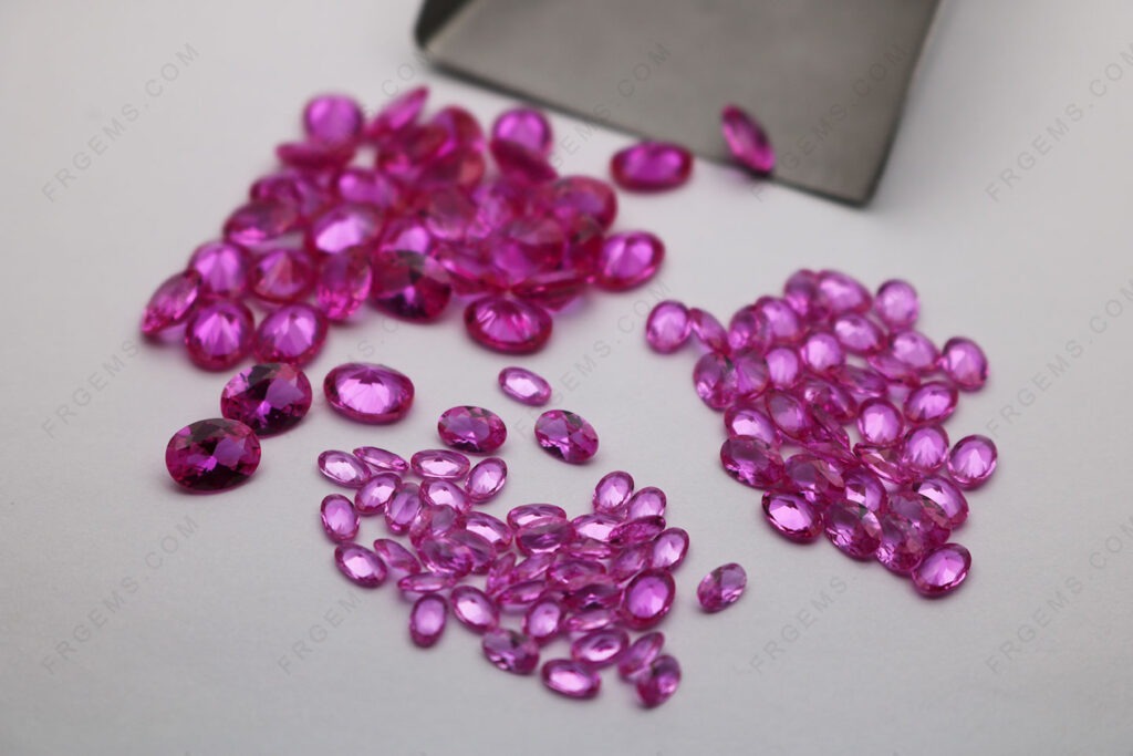 Synthetic Corundum Rose Pink Sapphire #3 color Oval Shape faceted Cut 4x6mm Gemstones
