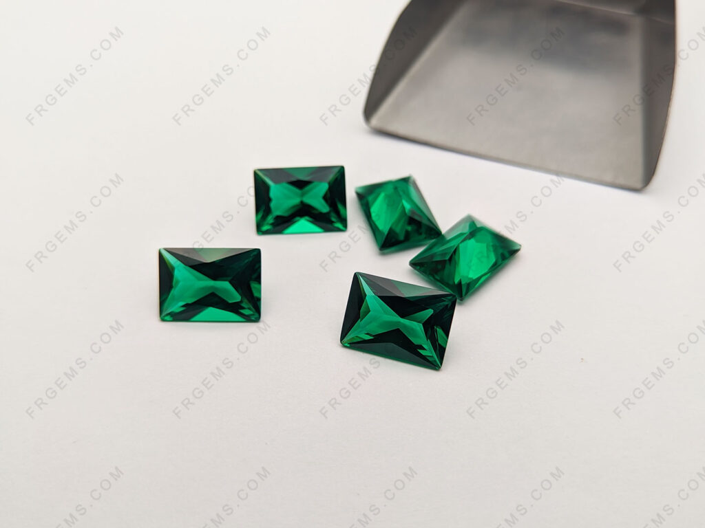 China Nano Emerald Green dark color Shade 111# Rectangle Faceted Princess cut 12x10mm loose Gemstones