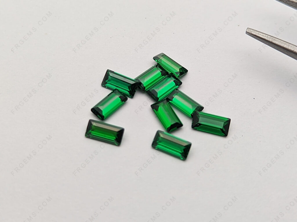 China Loose Cubic Zirconia Emerald Green Color Baguette 5x2.5mm gemstones
