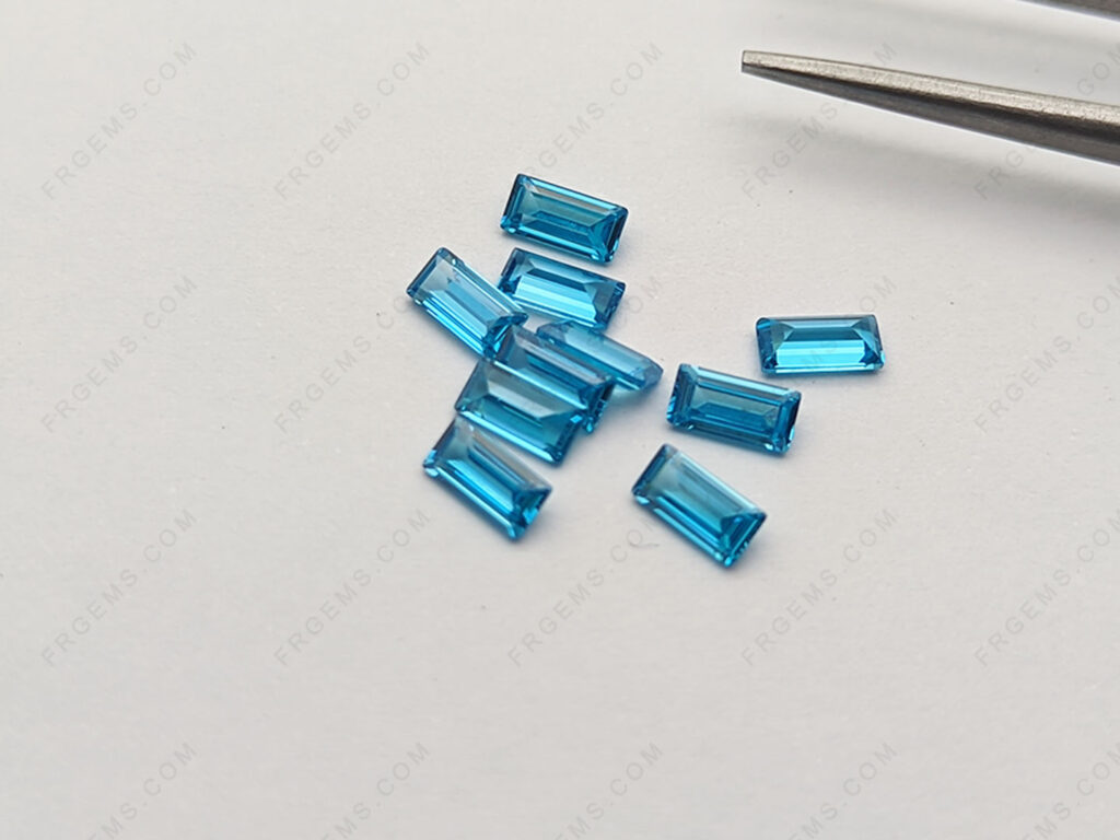 China Loose Cubic Zirconia Aquamarine Blue Color Baguette 5x2.5mm gemstones