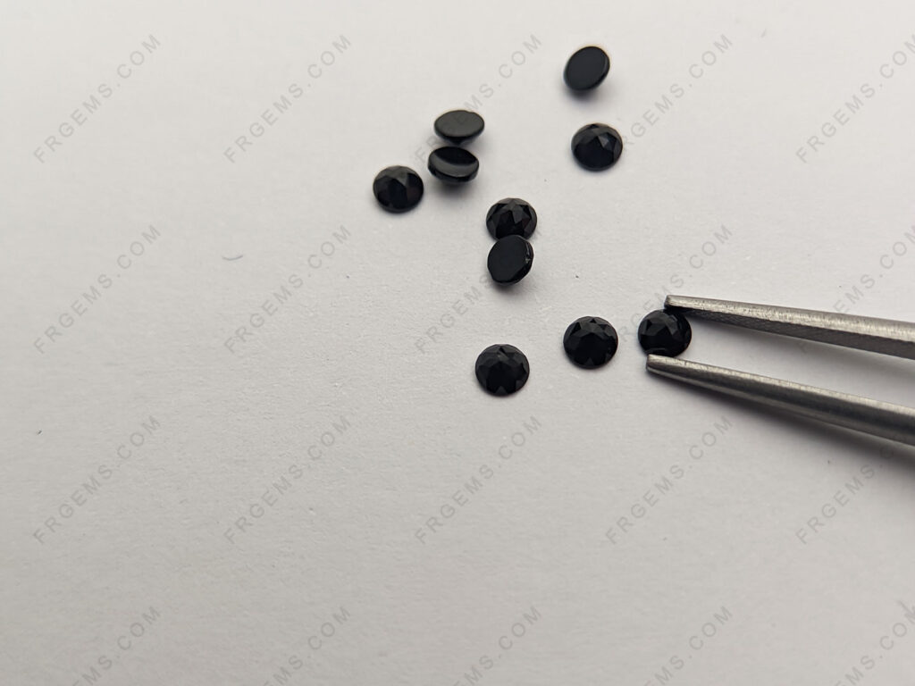 Bulk wholesale Genuine Natural Black Onyx Round Shaped Rose Cut 3mm Loose Gemstones China
