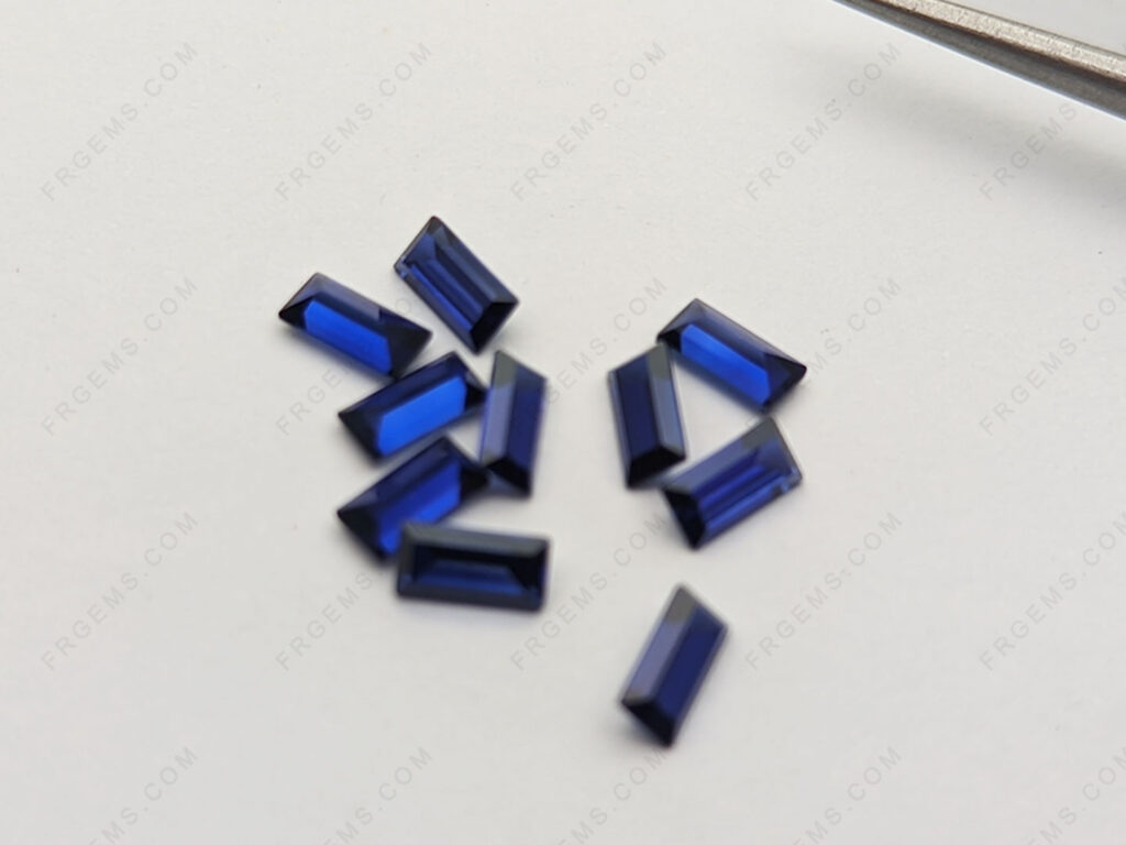China Loose Synthetic Corundum Blue Sapphire #34 Color Baguette 5x2.5mm gemstones