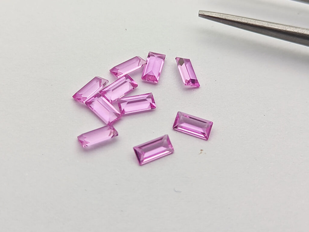 China Synthetic Lab Created Corundum 2# Pink Tourmaline Color Baguette 5x2.5mm gemstones