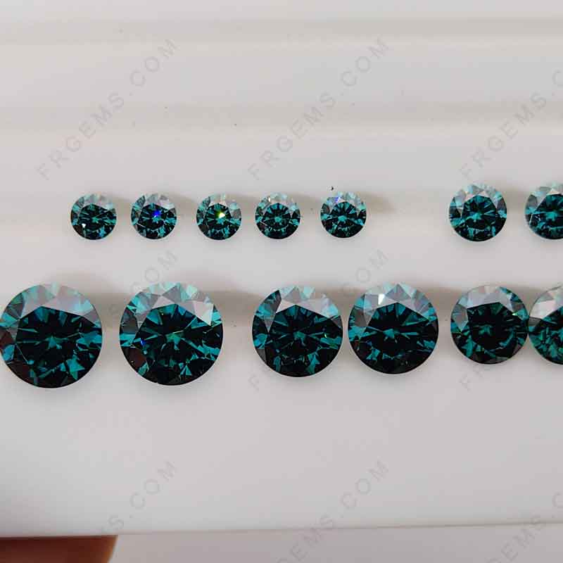China Emerald Green Color Moissanite Round shaped faceted Brilliant Cut loose Gemstones