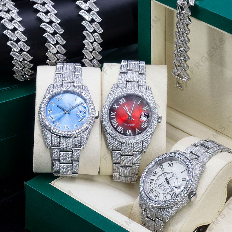 Custom-Design-Men-Woman-Luxury-Hand-Set-Iced-Out-Diamond-Moissanite-Watch-wholesale