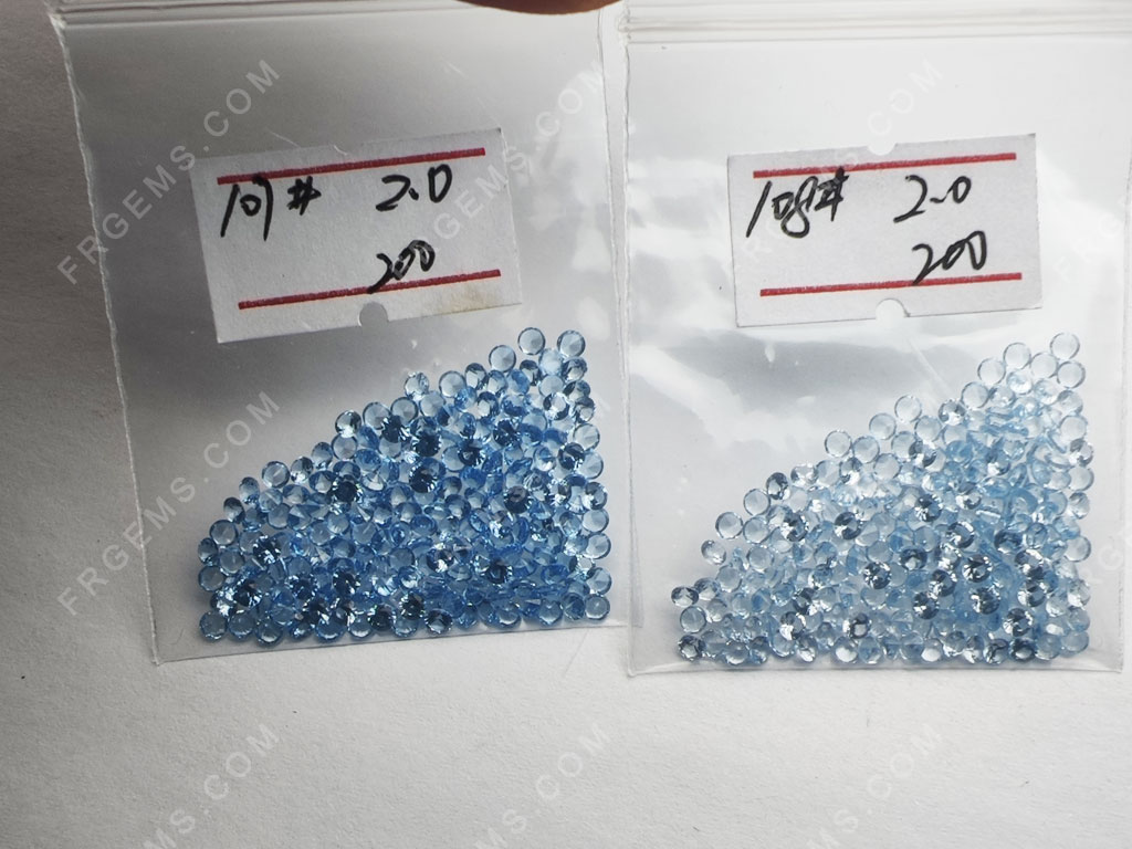 Wholesale Lab Spinel Synthetic Topaz Sky Blue and Swiss Blue Color Round Faceted Melee 2mm Loose gemstones