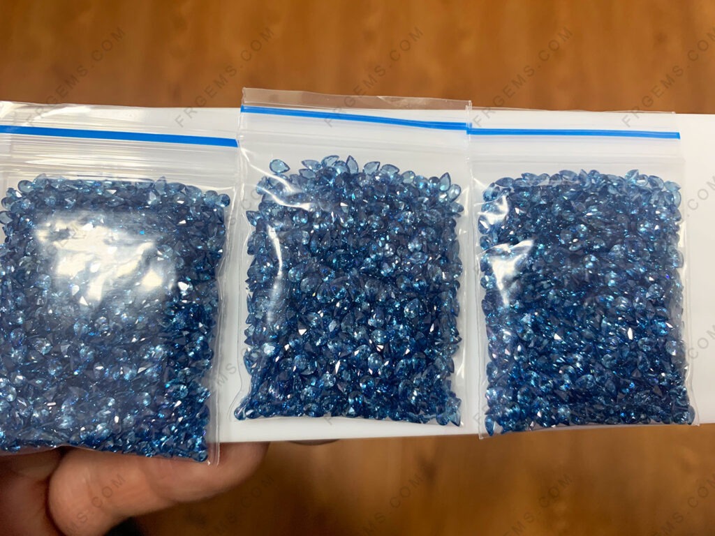 Wholesale Cubic Zirconia Blue Colored Loose CZ Sapphire blue Pear Shape Faceted 3x2mm Gemstones