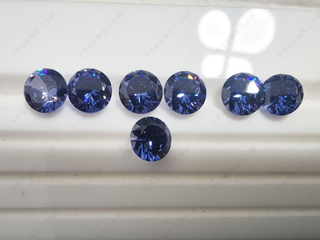 Wholesale Loose CZ Zircon Tanzanite Blue Light Color Round Faceted 9mm Gemstones