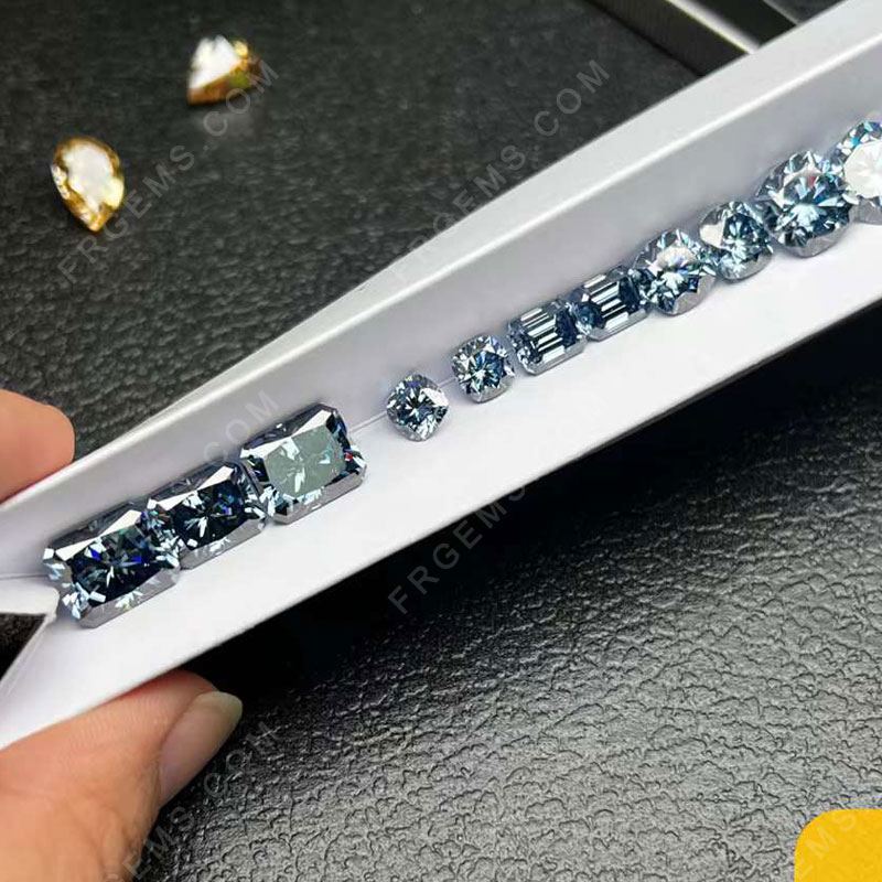 Wholesale Diamond Fancy Blue Color Sapphire blue look like Moissanite loose Gemstones