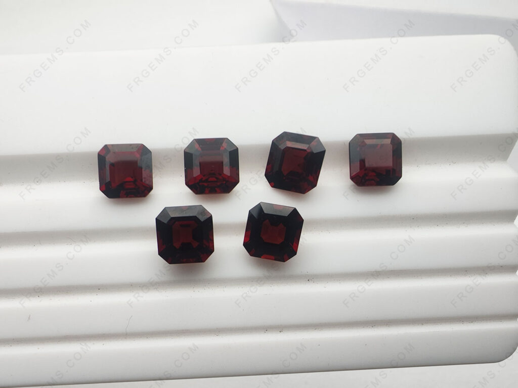 Wholesale-Natural-Geunine-Mozambique-garnet-red-Asscher-faceted-cut-loose-Gemstones
