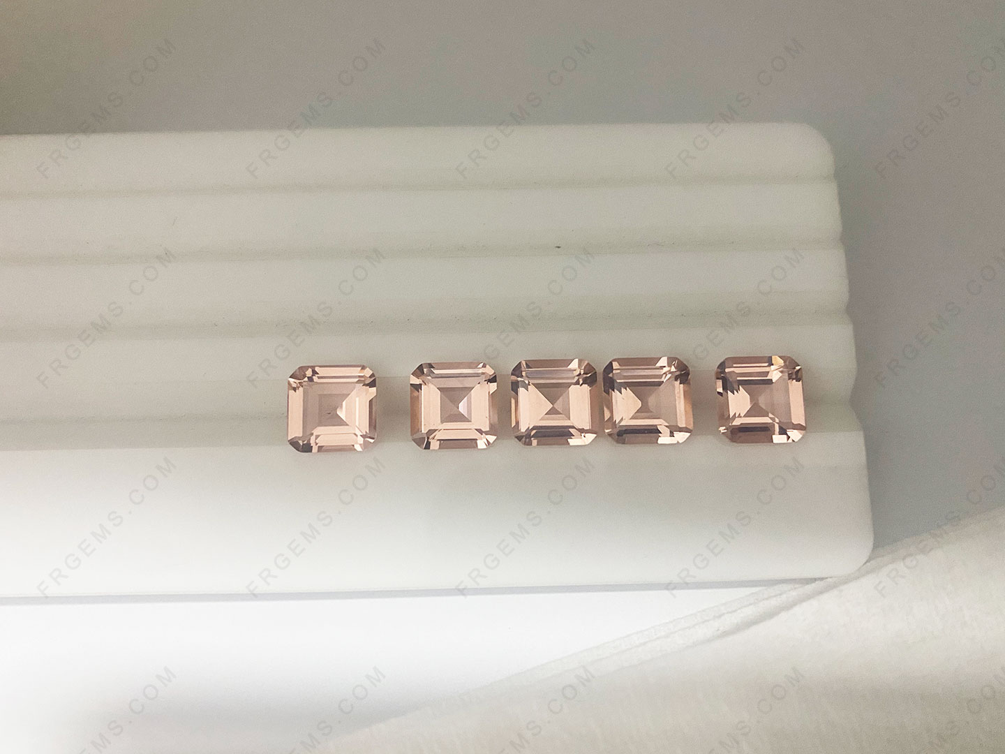 Wholesale Morganite Peach Color Nano Crystal Square Step Cut 9x9mm Loose gemstones