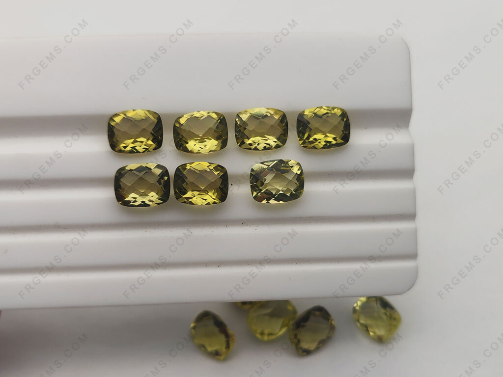 Natural genuine Topaz Lemon color Elongated Cushion Checkerboard faceted Loose Gemstones