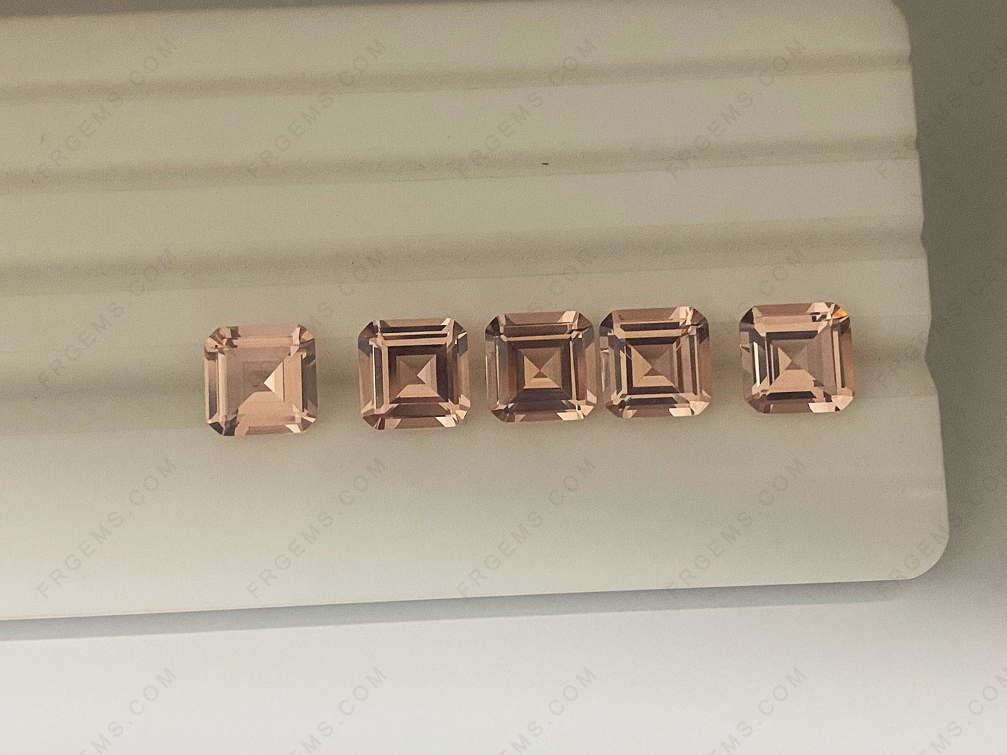 Wholesale Morganite Peach Color Nano Crystal Square Step Cut 9x9mm Loose gemstones