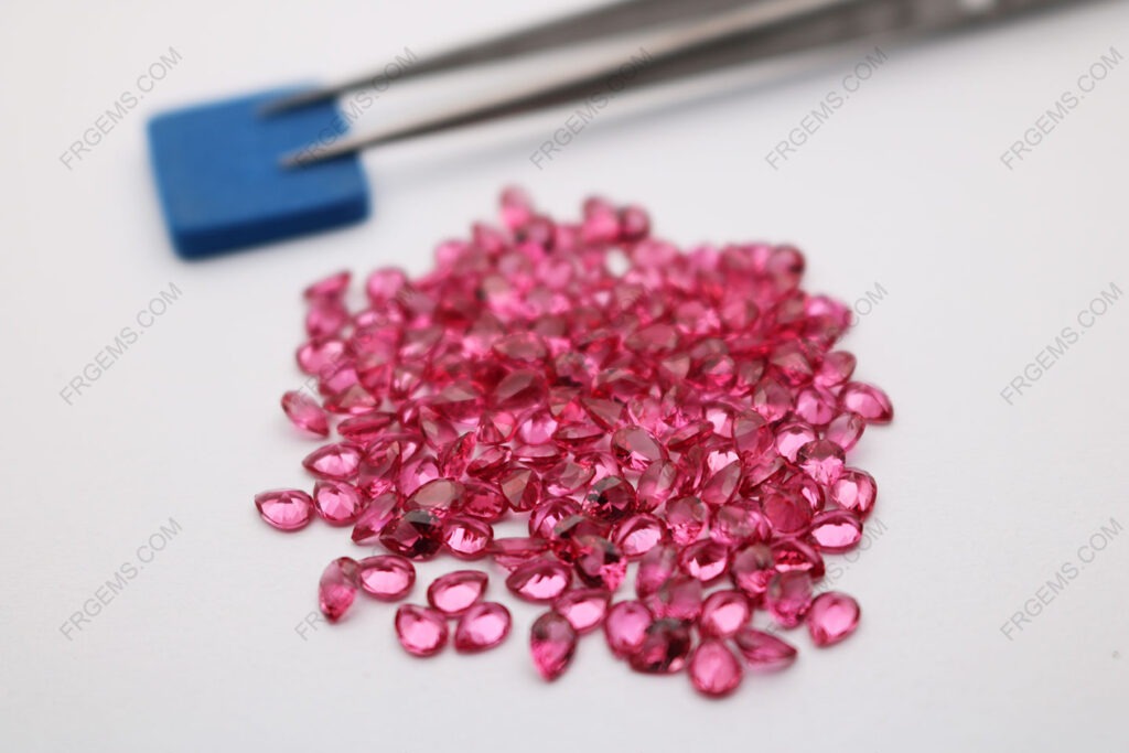 Loose Nano Crystal Spinel Rose Red Color 190# Pear shape Faceted Cut 4x3mm gemstones