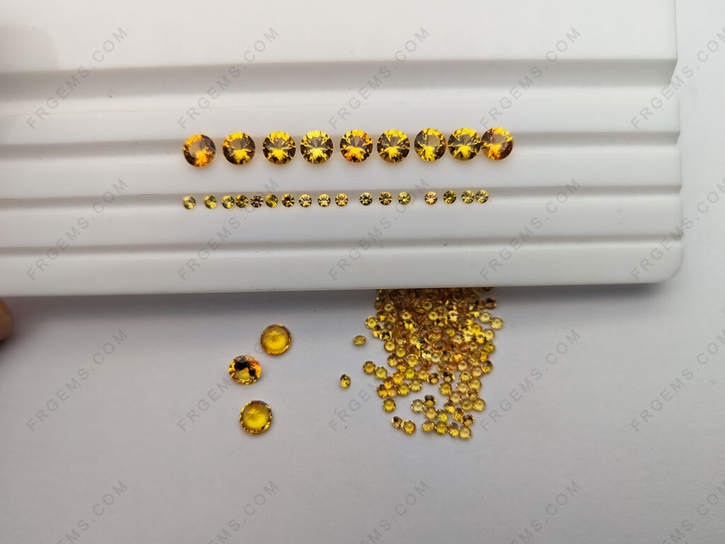 Buy Synthetic Yellow Sapphire Corundum 22# Round Shaped faceted 2mm and 5mm loose Gemstones