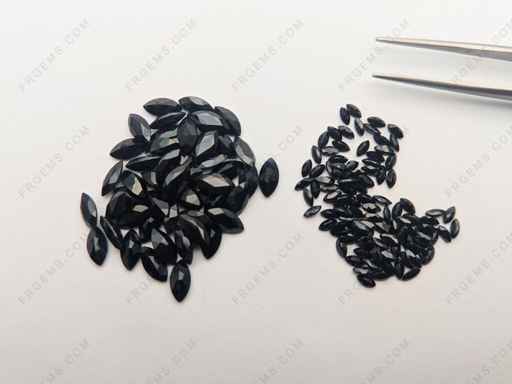 Natural Black sapphire marquise Shape faceted 8x4mm loose gemstones China manufacturer