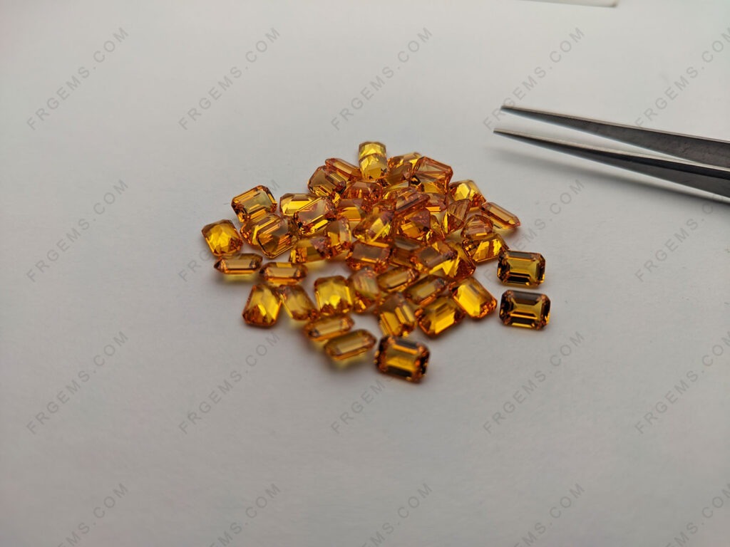 Synthetic Corundum Yellow Sapphire 22# Emerald Cut 7x5mm Loose Gemstones Manufacturer