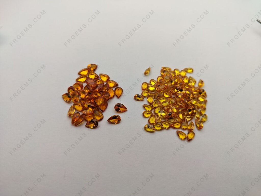 Bulk wholesale Synthetic Corundum Yellow Sapphire 22# Pear Shape Faceted 7x5mm Loose Gemstones