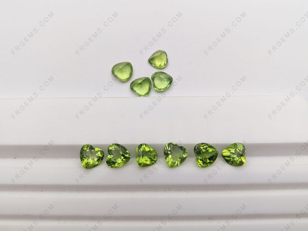 Loose-genuine-Peridot-dark-color-Heart-Shape-faceted-8x8mm-gemstones-wholesale-China