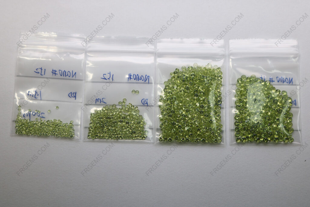Synthetic Peridot Color Nano Crystal Peridot Color #152 Melee small Round Faceted Cut Loose gemstones