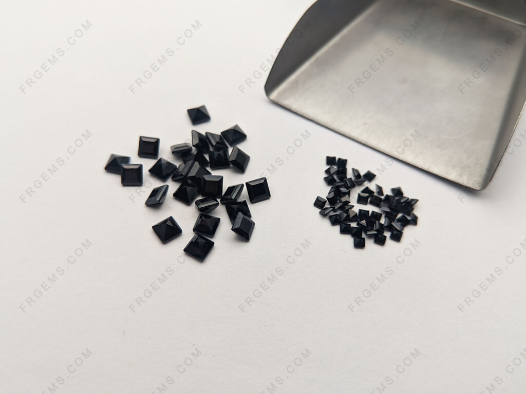 Wholesale Natural genuine Black Sapphire Square shape Step cut Loose gemstones from China