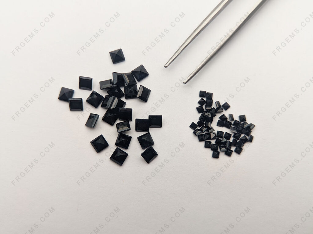 Natural-genuine-Black-Sapphire-color-Square-shape-step-cut-gemstones-Suppliers-in-China