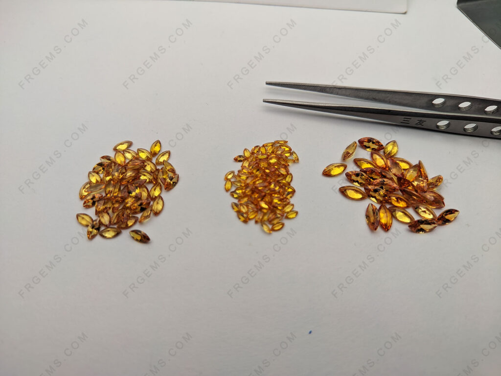 China Synthetic Corundum Yellow Sapphire 22# Marquise Shape Faceted Loose Gemstones supplier