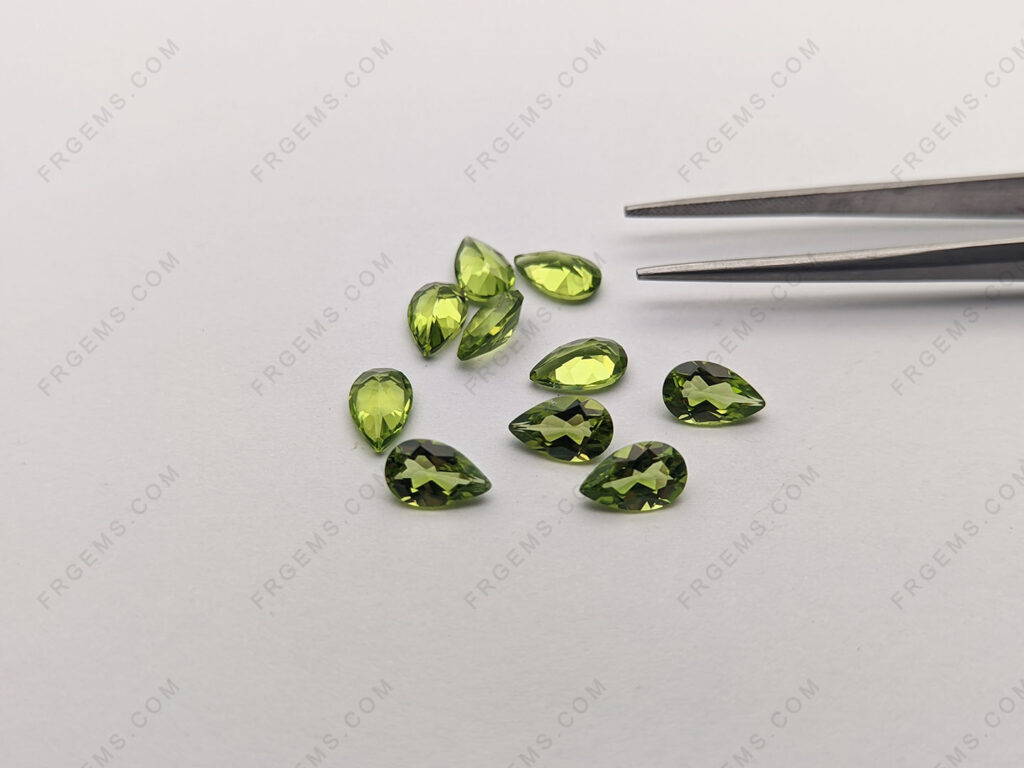 Bulk Wholesale Loose Natural genuine Peridot Color Pear Shape Faceted Cut 8x5mm gemstones