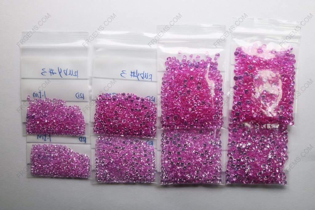 Bulk wholesale Synthetic Pink Sapphire Corundum #3 Rose Pink Color Small Round Faceted Cut gemstones