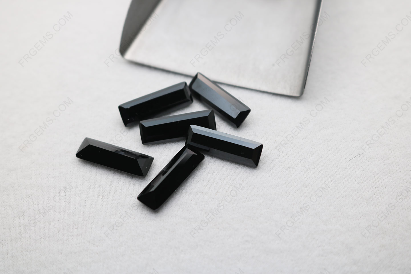 Bulk Wholesale Loose Cubic Zirconia Black Color Elongated Baguette cut 18x6mm Gemstones