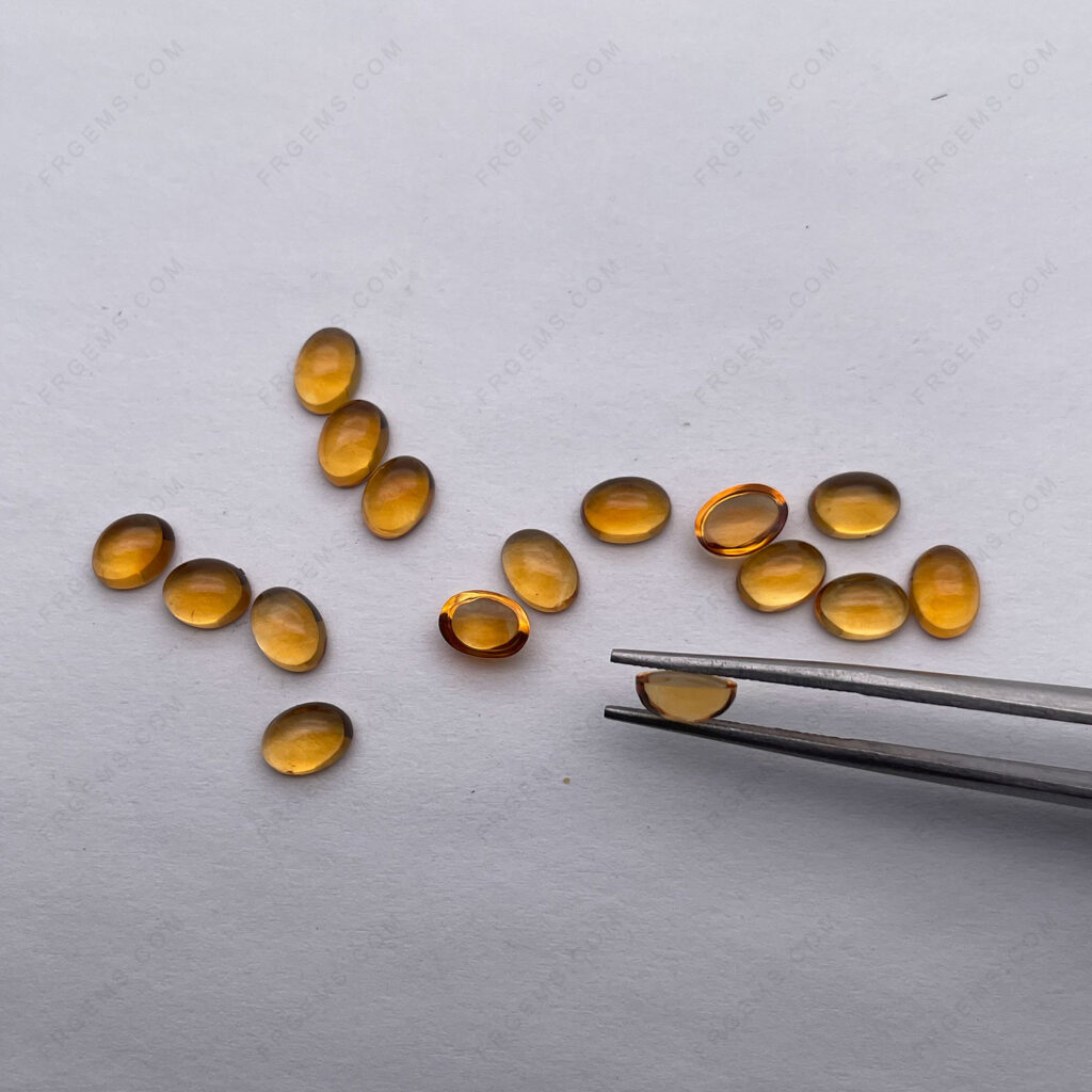 Wholesale Loose Natural genuine Citrine yellow Dark C1 Color Oval Shaped Cabochon 7x5mm Gemstones