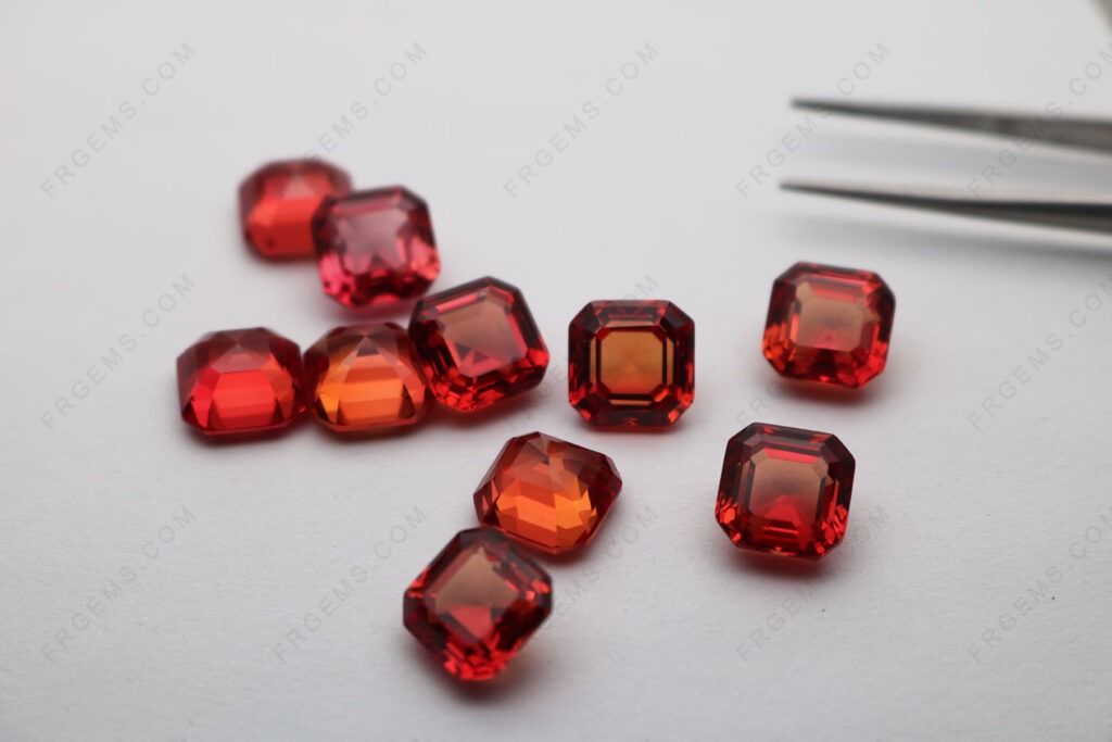 Synthetic-Corundum-Padparadshah-55#-color-Asscher-shape-faceted-cut-10x10mm-gemstones-IMG_6796