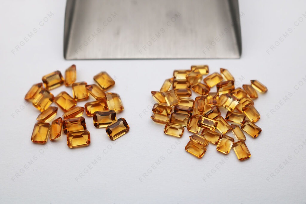 Bulk wholesale Loose Natural Citrine Yellow Dark C1 color Octagon Emerald Cut 4x6mm and 5x7mm gemstones