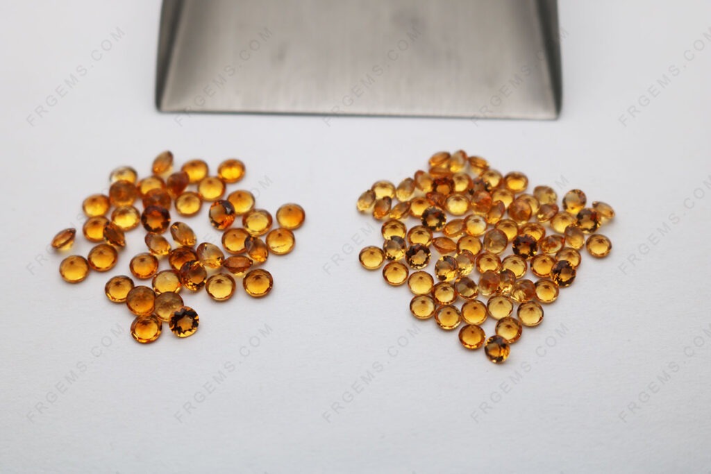 Bulk wholesale Loose Natural Citrine Yellow Dark C1 color Round Shape Faceted Cut gemstones