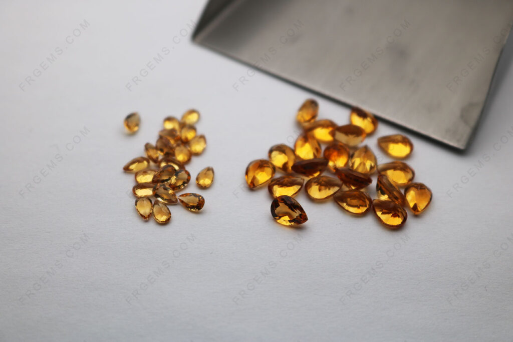 Bulk wholesale Loose Natural Citrine Yellow Dark C1 color Pear Shape Faceted Cut gemstones