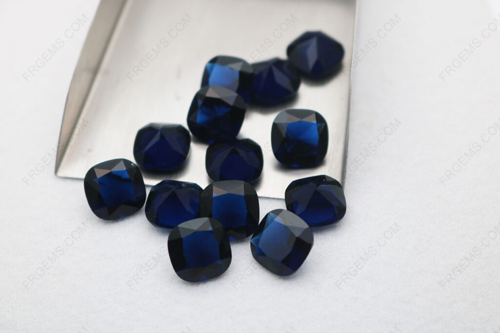 Bulk-Wholesale-Loose-Glass-Sapphire-Blue-color-BA213#-color-Cushion-shape-faceted-12x12mm-gemstones-IMG_6949