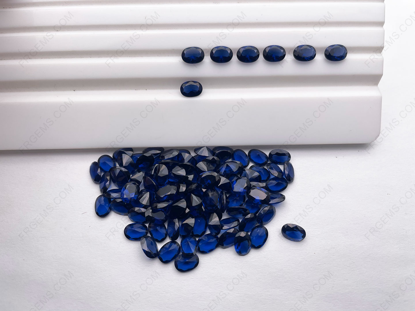 Nano Crystal Sapphire Blue Dark 121/1# color Oval faceted cut 5x7mm and 4x6mm gemstones bulk wholesale