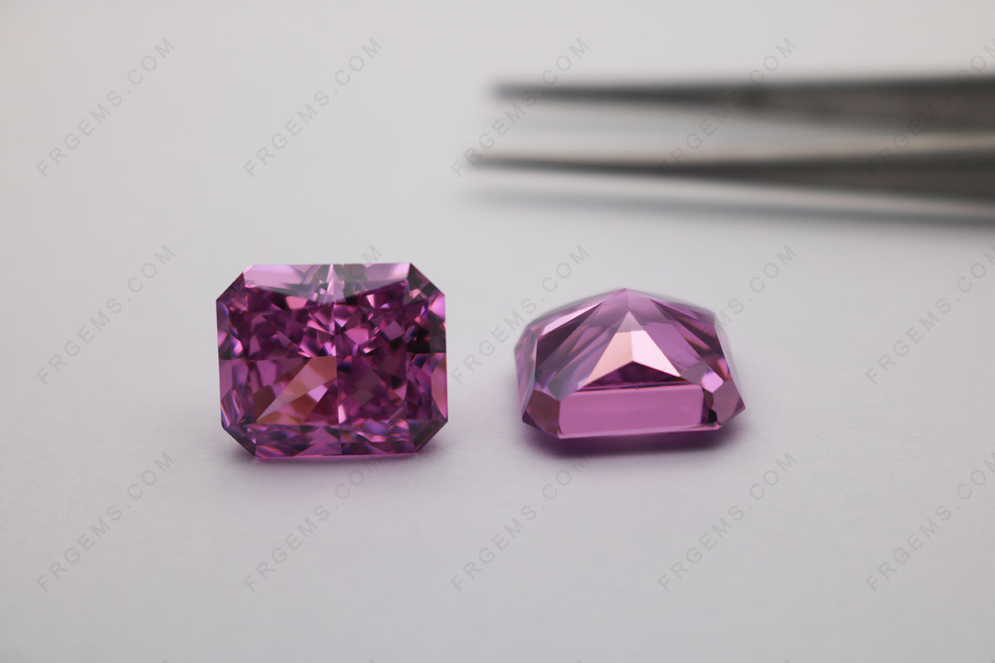 Octagon Crushed Ice Cut Purplish Pink Color Loose Cubic Zirconia Gemstones wholesale