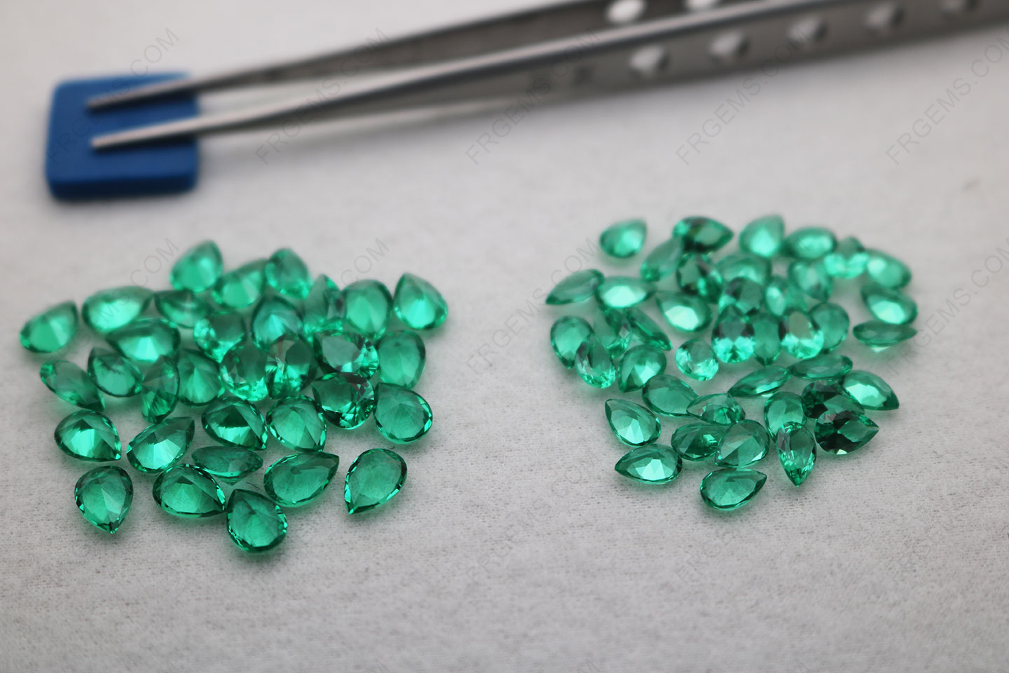 Nano Crystal Emerald green light color 114# pear shape faceted 6x4mm and 7x5mm loose gemstones Suppliers