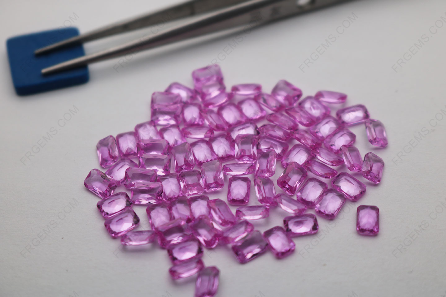 Synthetic Corundum Pink Sapphire 2# Color Radiant cut 6x4mm Loose gemstones China Suppliers