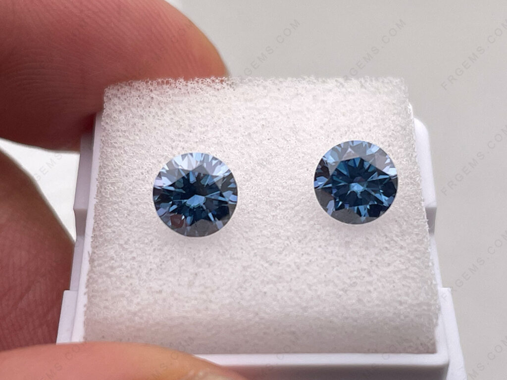 Coated Blue Color Moissanite VVS Round faceted 6mm loose Gemstones bulk wholesale