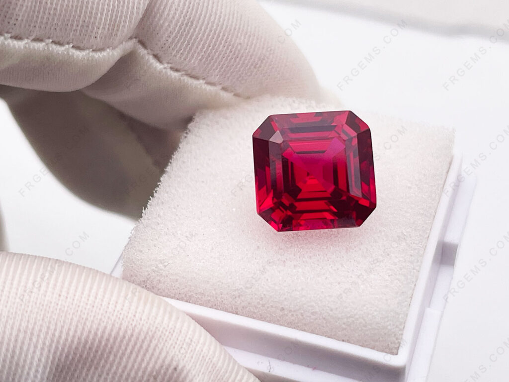 Bulk Wholesale Lab Grown Synthetic Ruby Red Color Asscher Cut 10x8mm Loose gemstones China