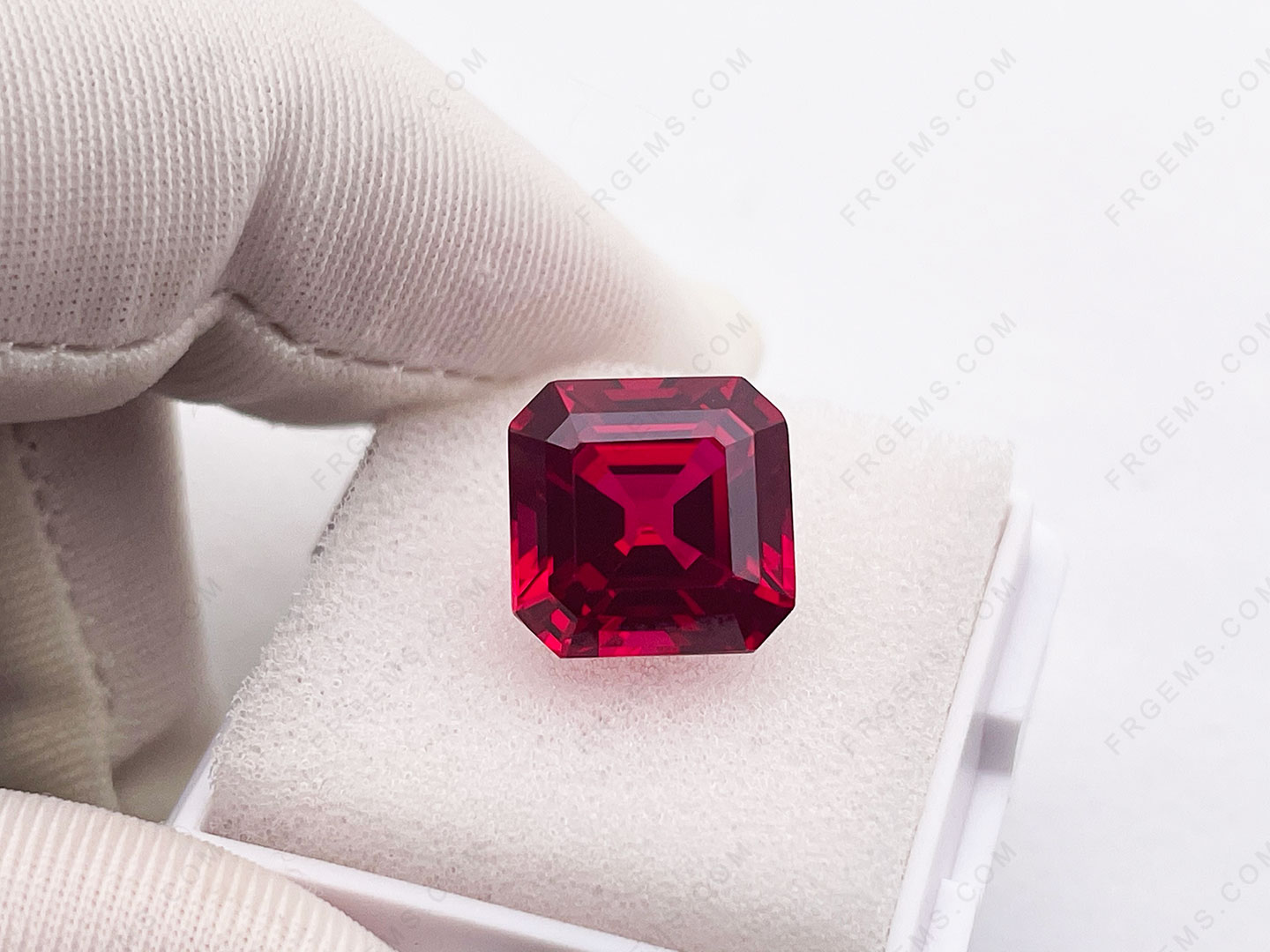 Bulk Wholesale Lab Grown Synthetic Ruby Red Color Asscher Cut 10x8mm Loose  gemstones China-Loose Gemstones Suppliers-FU RONG GEMS China