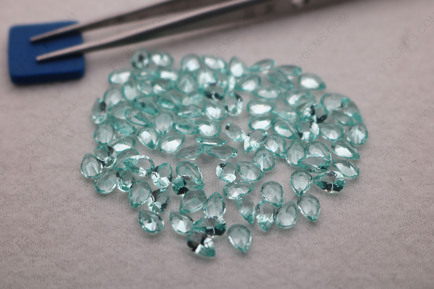 Bulk wholesale Nano Crystal mint green tourmaline 103/3# color pear shape faceted 6x4mm loose gemstones