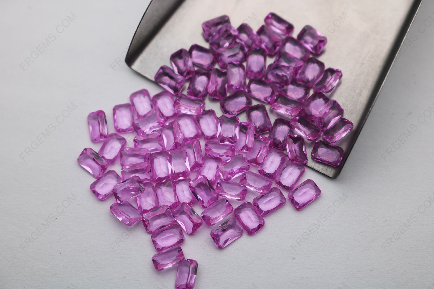Synthetic Corundum Pink Sapphire 2# Color Radiant cut 6x4mm Loose gemstones China Suppliers