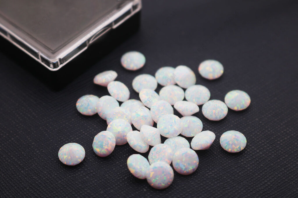 Bulk Wholesale Synthetic Opal White OP17 Color Round diamond Faceted cut 8mm loose gemstones